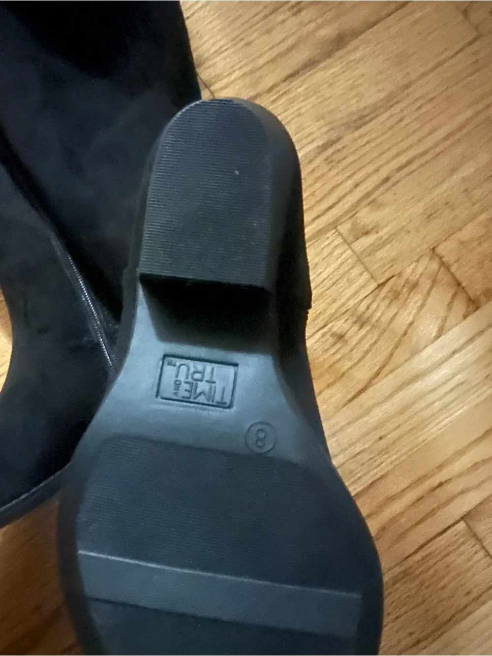 Time and Tru Black Over-the-Knee Pointed-Toe Riding Boots